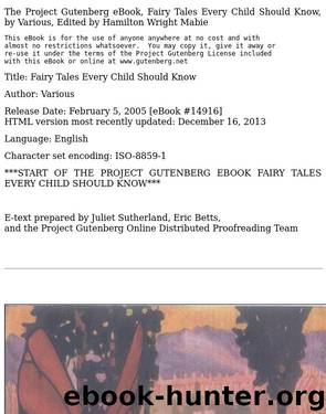 Fairy Tales Every Child Should Know by Unknown