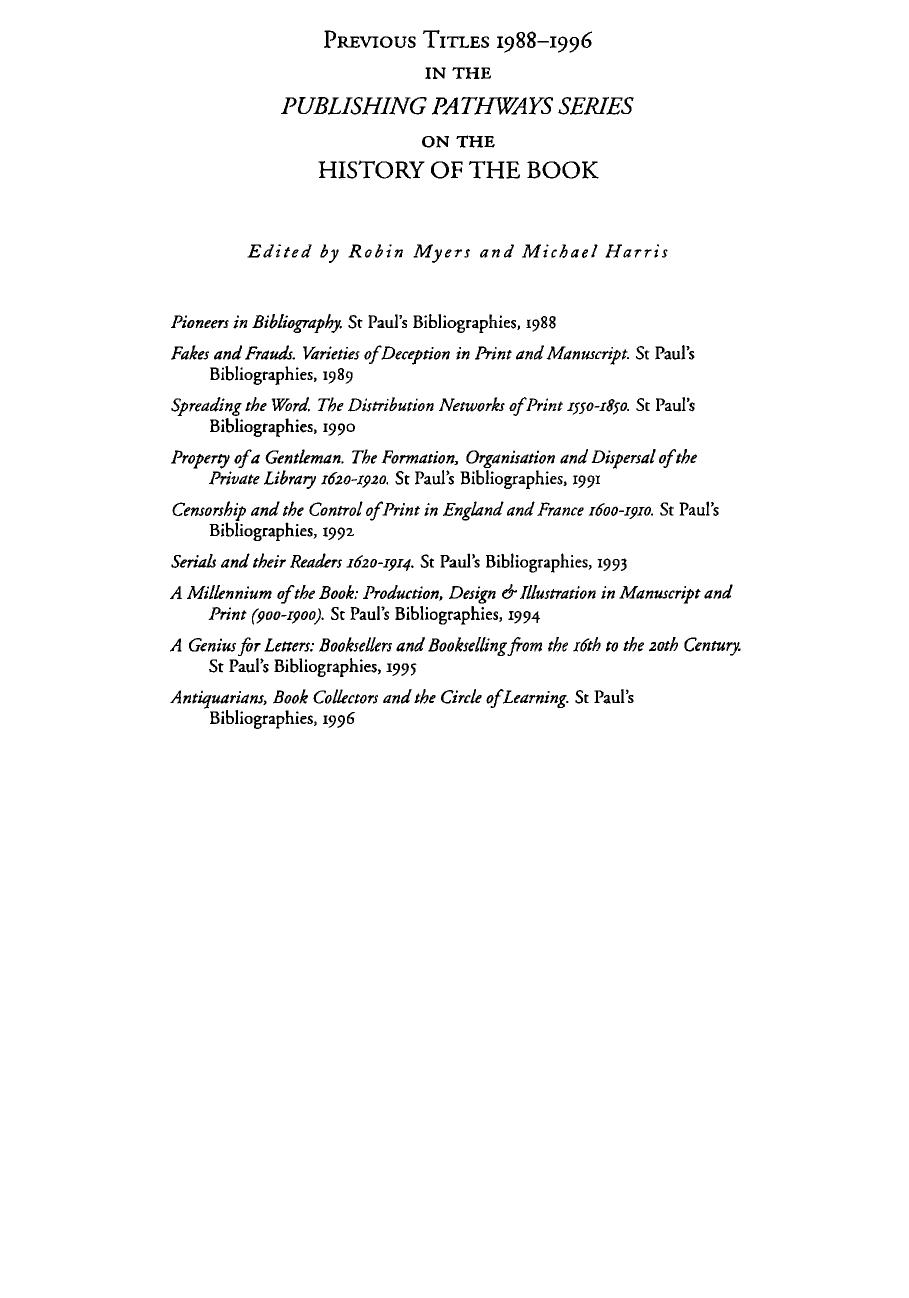 Fakes and Frauds: Varieties of Deception in Print and Manuscript by Michael Harris Robin Myers