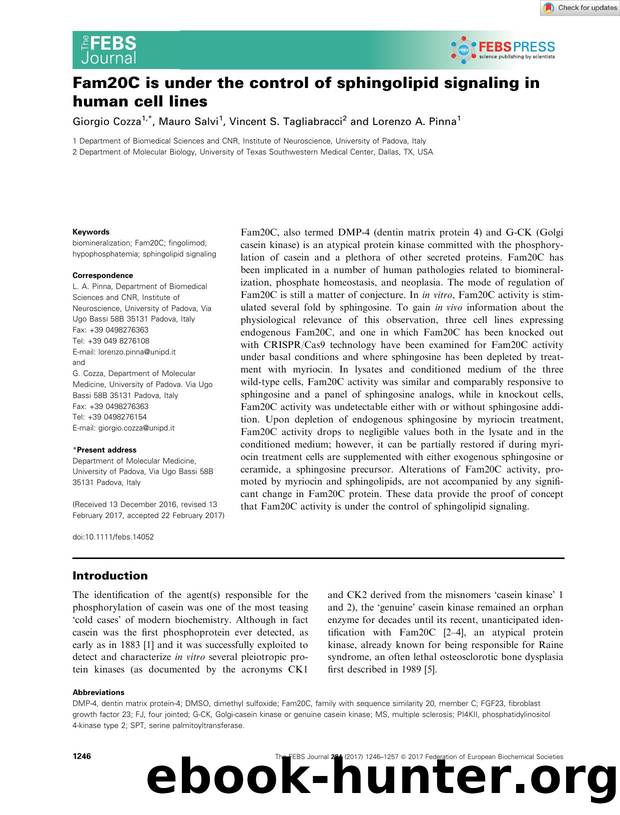 Fam20C is under the control of sphingolipid signaling in human cell lines by Unknown