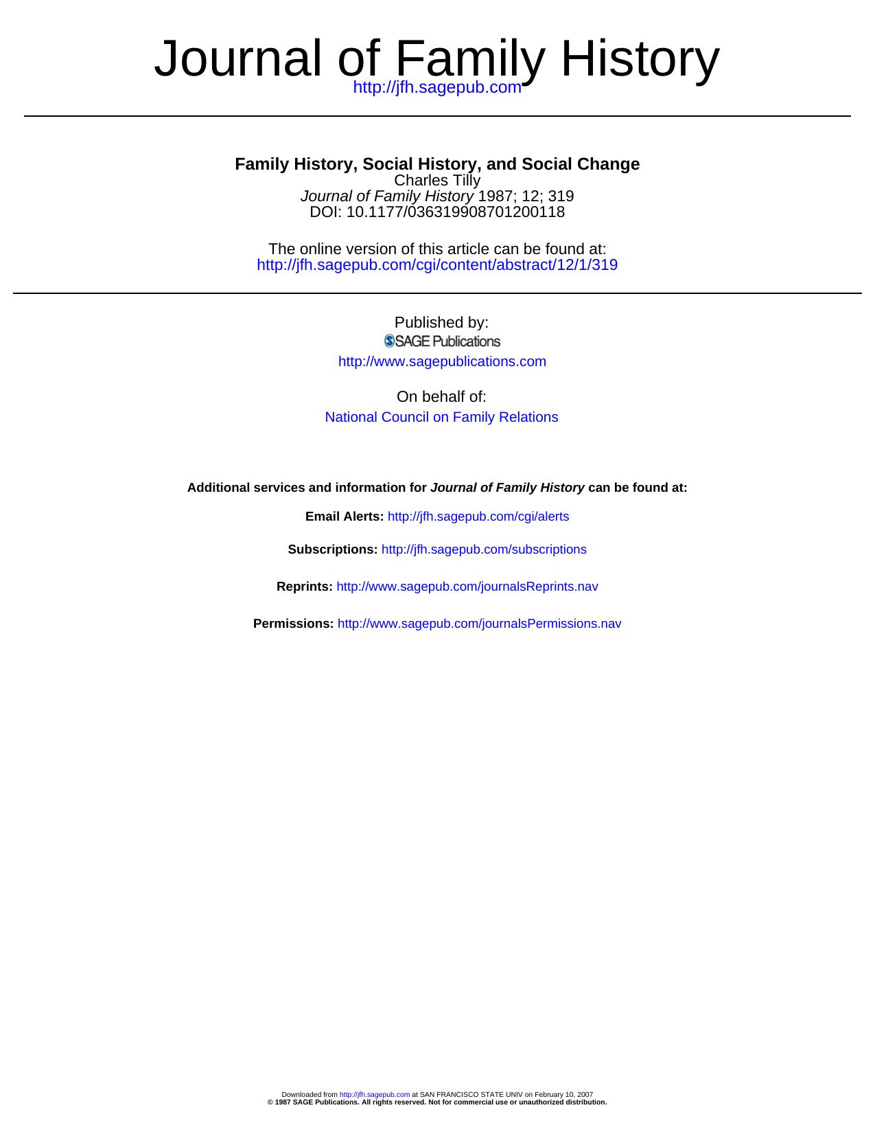 Family History, Social History, And Social Change by Unknown