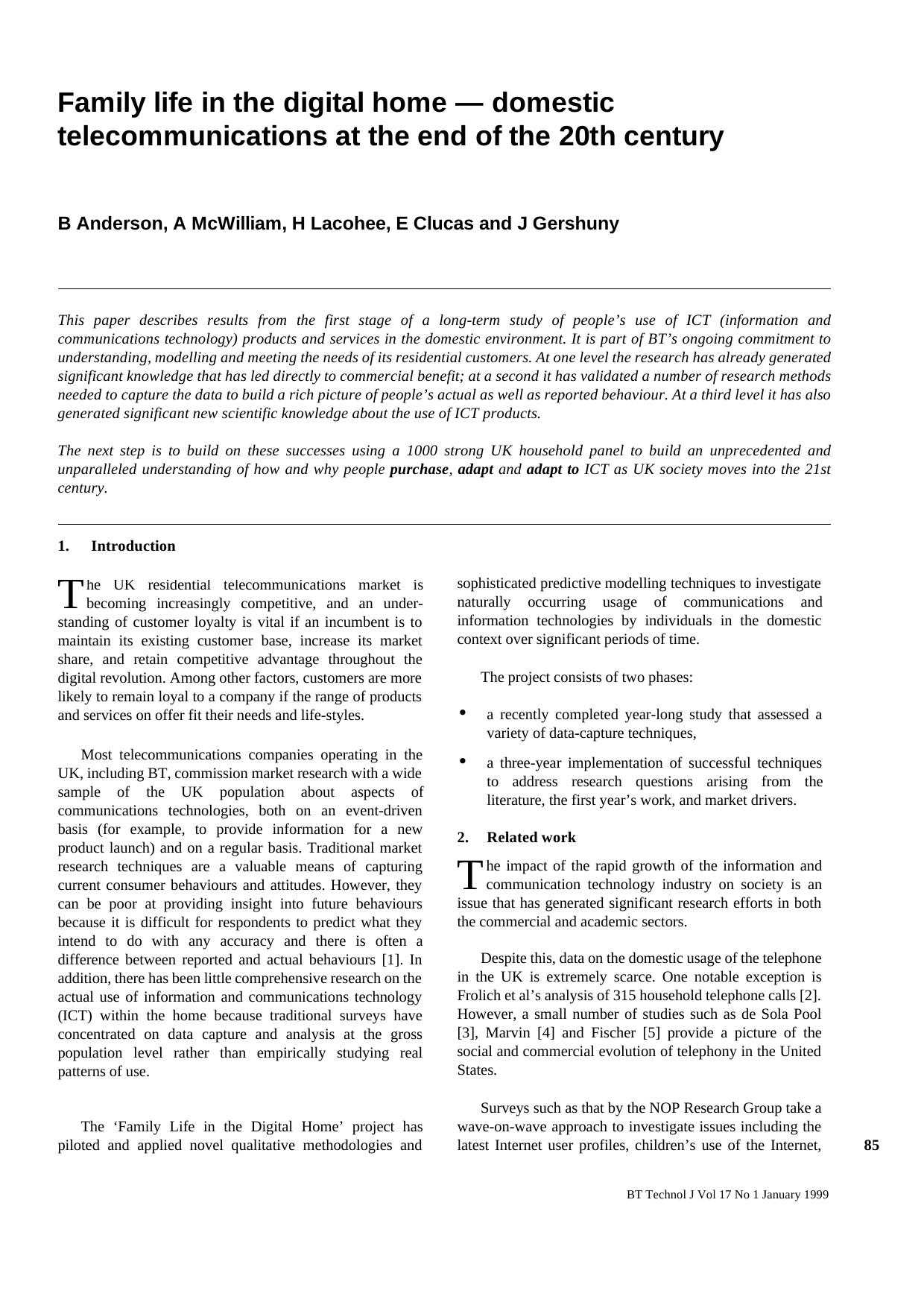 Family Life in the Digital Home — Domestic Telecommunications at the End of the 20th Century by Unknown