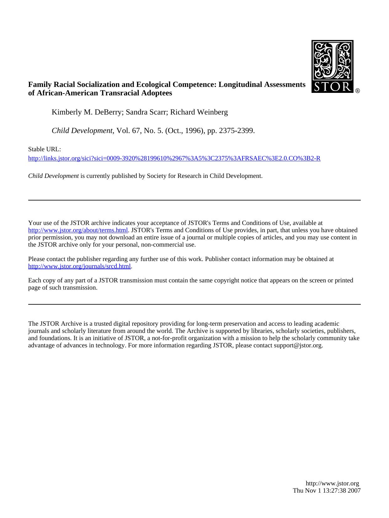 Family Racial Socialization and Ecological Competence by unknow