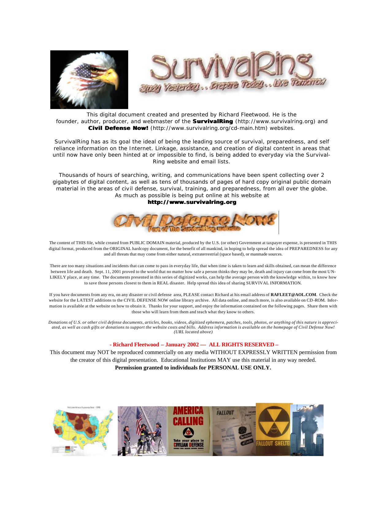 Family Shelter Designs - Office of Civil Defense - Document H-7 by Scanned in By Richard Fleetwood - rafleet@aol.com