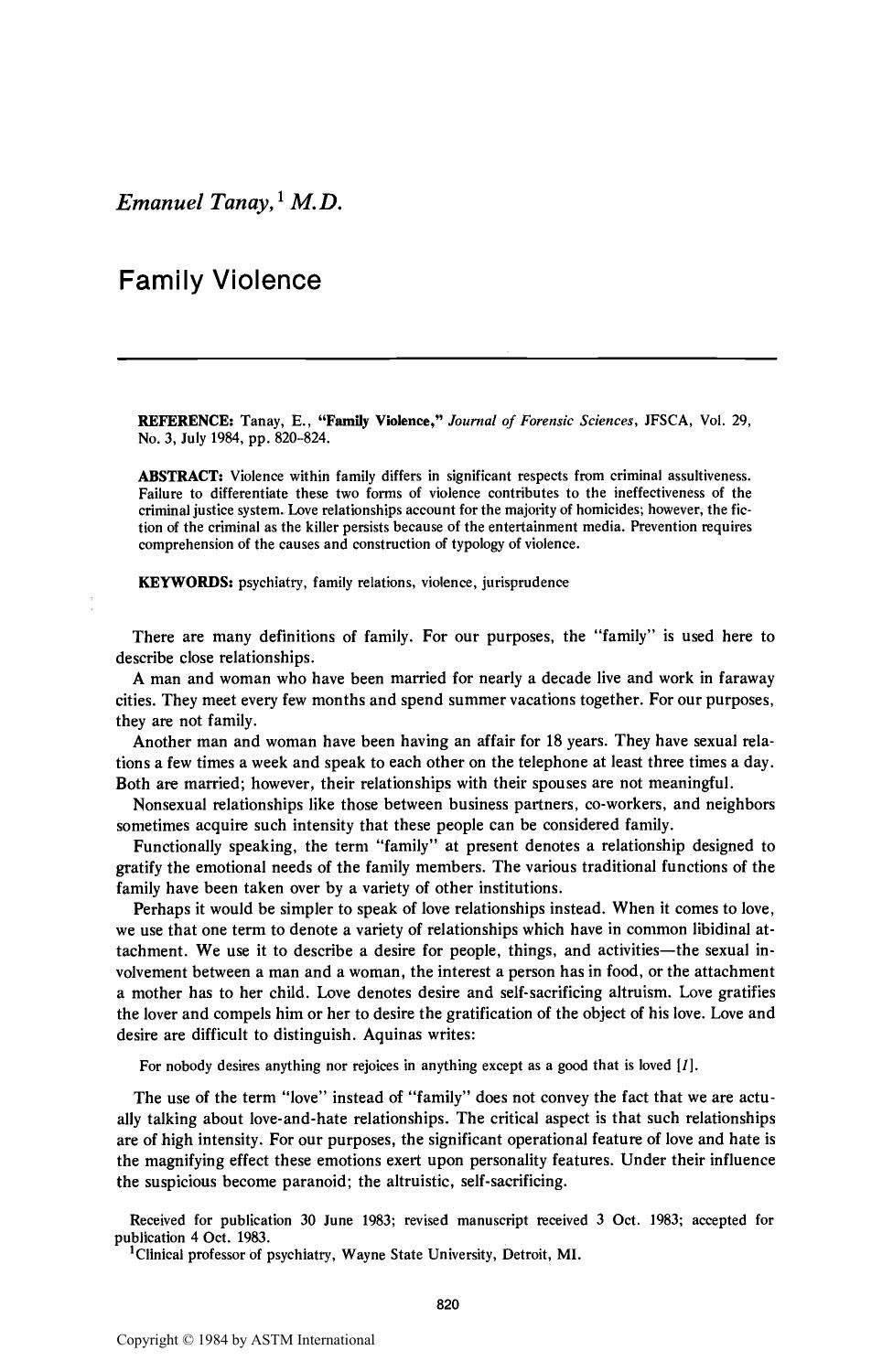 Family Violence by Tanay E
