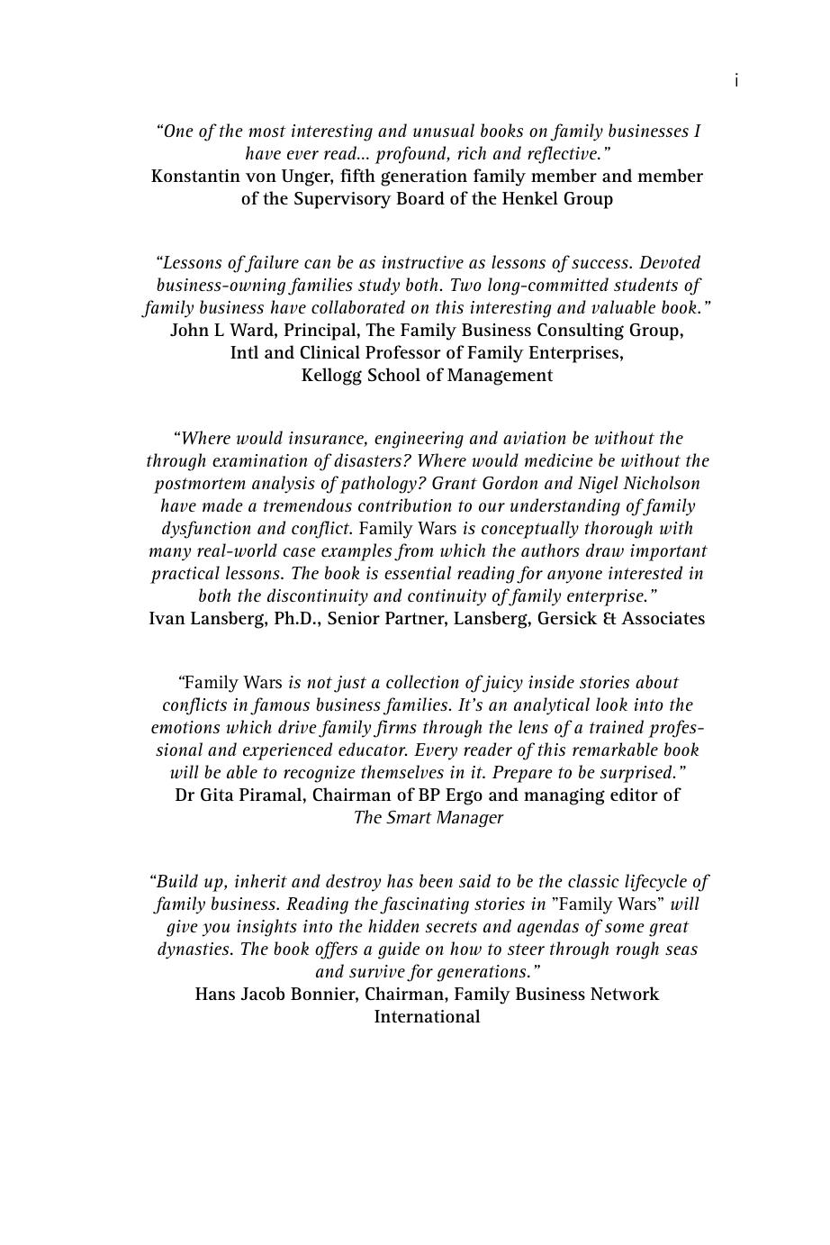 Family Wars: Classic Conflicts in Family Business and How to Deal with Them by Grant Gordon Nigel Nicholson