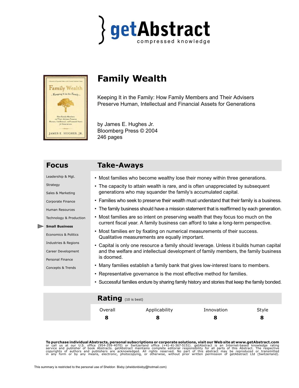 Family Wealth by getAbstract