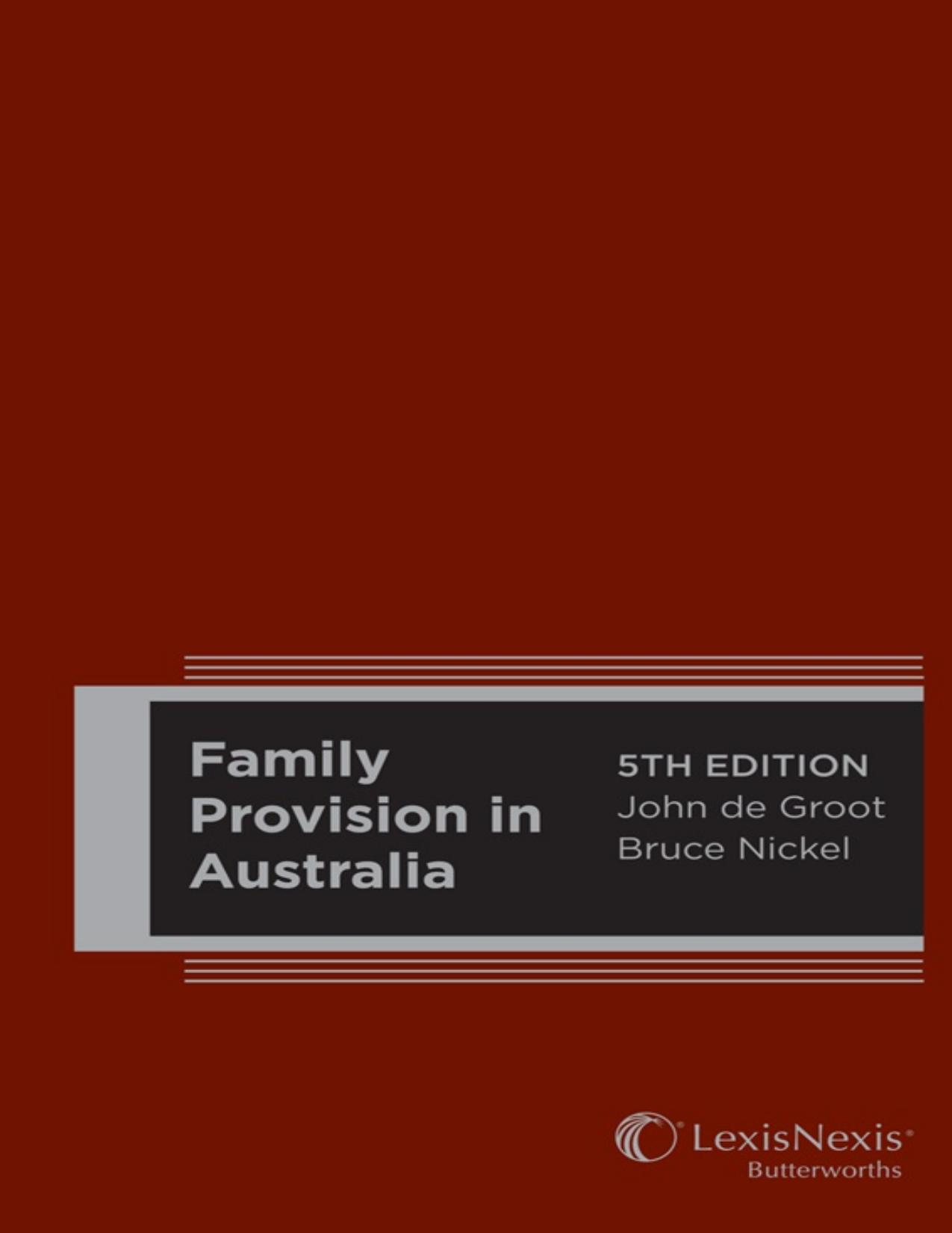 Family provision in Australia by John K. De Groot
