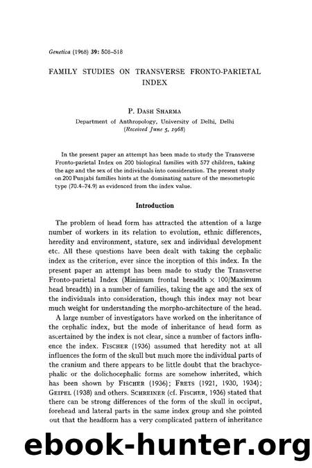 Family studies on transverse fronto-parietal index by Unknown
