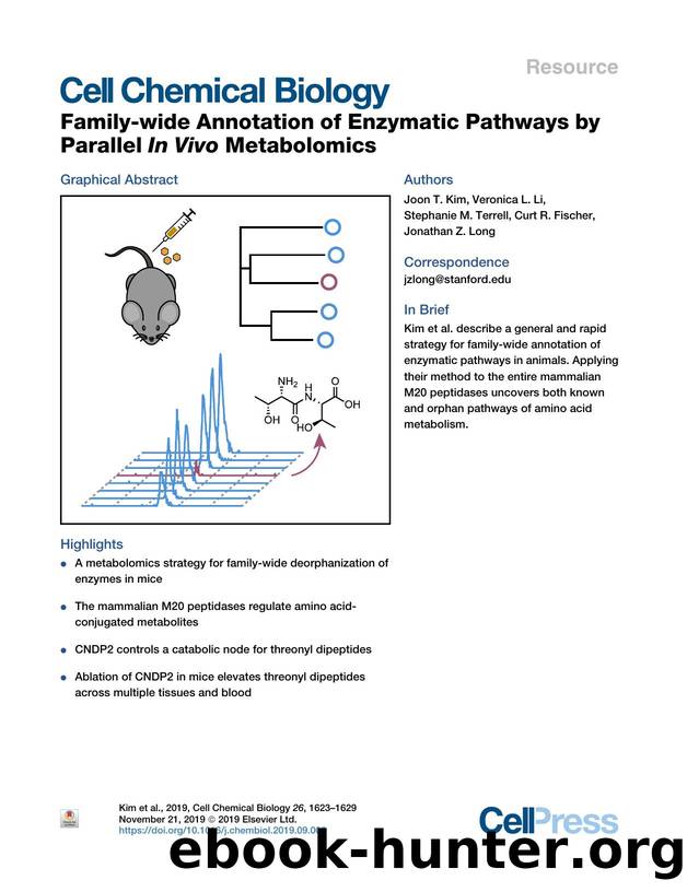 Family-wide Annotation of Enzymatic Pathways by Parallel In&nbsp;Vivo Metabolomics by Joon T. Kim & Veronica L. Li & Stephanie M. Terrell & Curt R. Fischer & Jonathan Z. Long