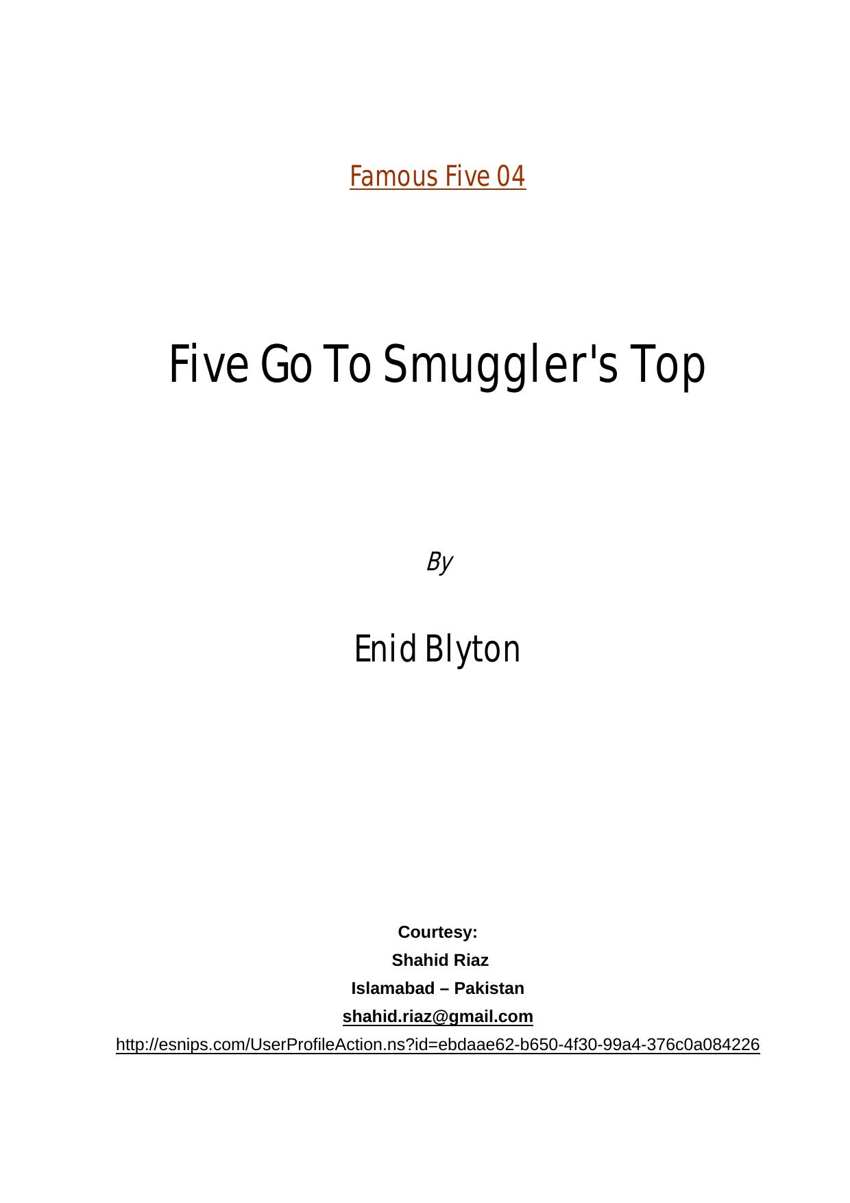 Famous Five 04 - Five Go To Smuggler's Top By Enid Blyton by Shahid Riaz