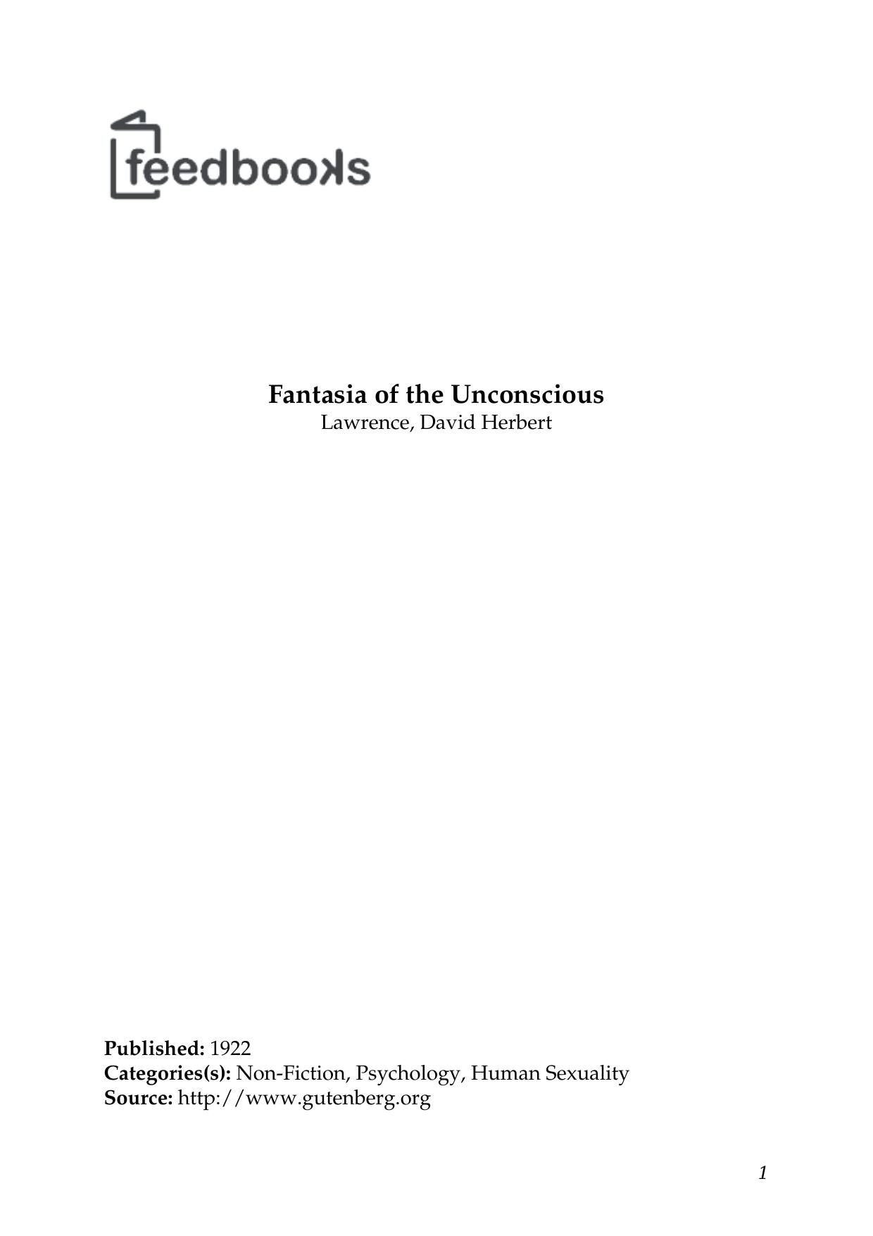 Fantasia of the Unconscious by Lawrence David Herbert