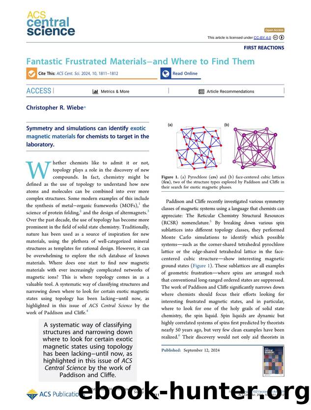 Fantastic Frustrated Materialsâand Where to Find Them by Christopher R. Wiebe (ORCID: g/0000-0002-3681-0182)