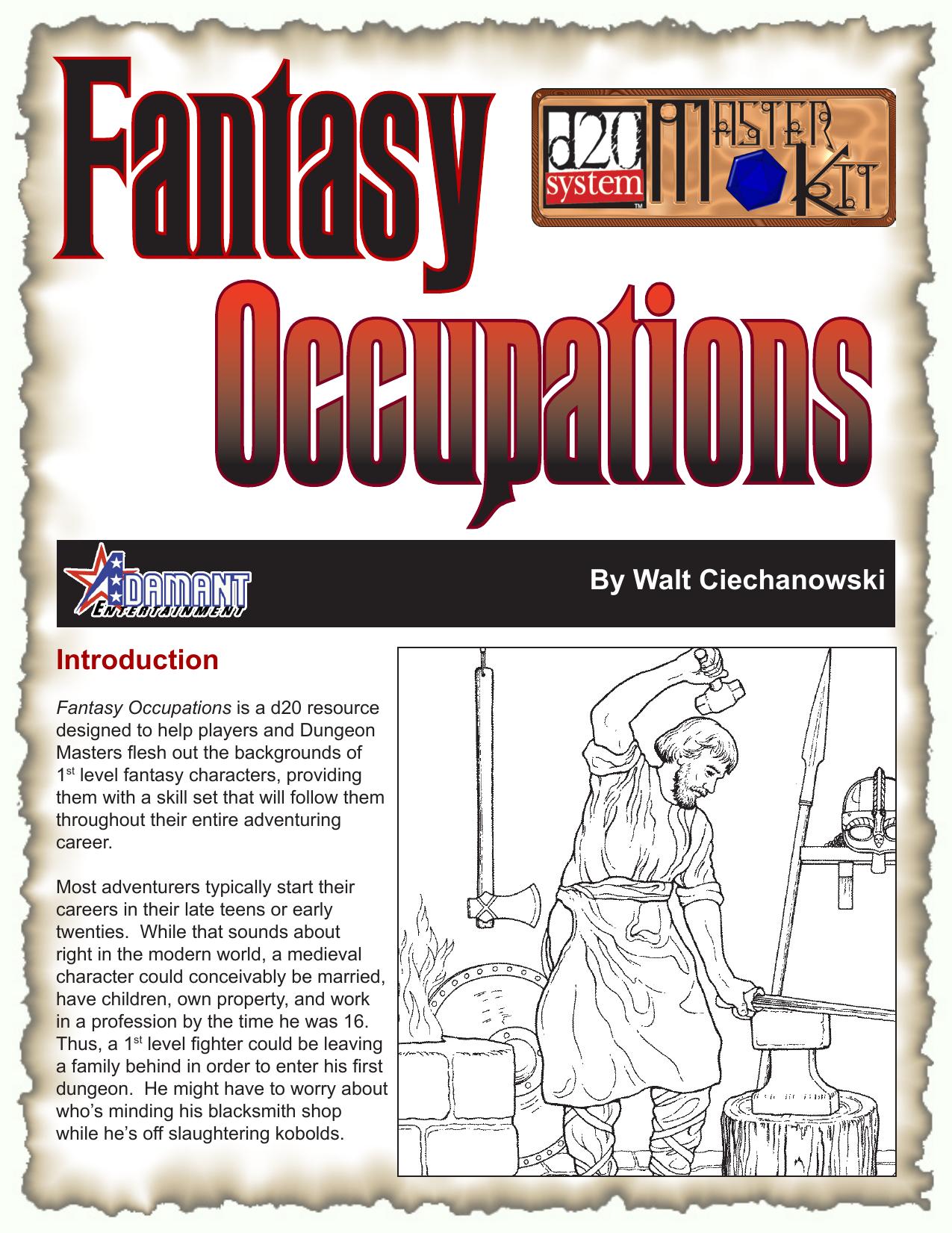 Fantasy Occupations by Adamant Entertainment