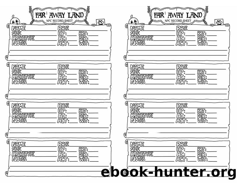 Far Away Land NPC Record Sheets by Unknown