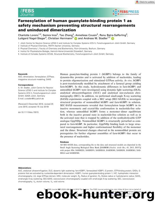 Farnesylation of human guanylateâbinding protein 1 as safety mechanism preventing structural rearrangements and uninduced dimerization by Unknown