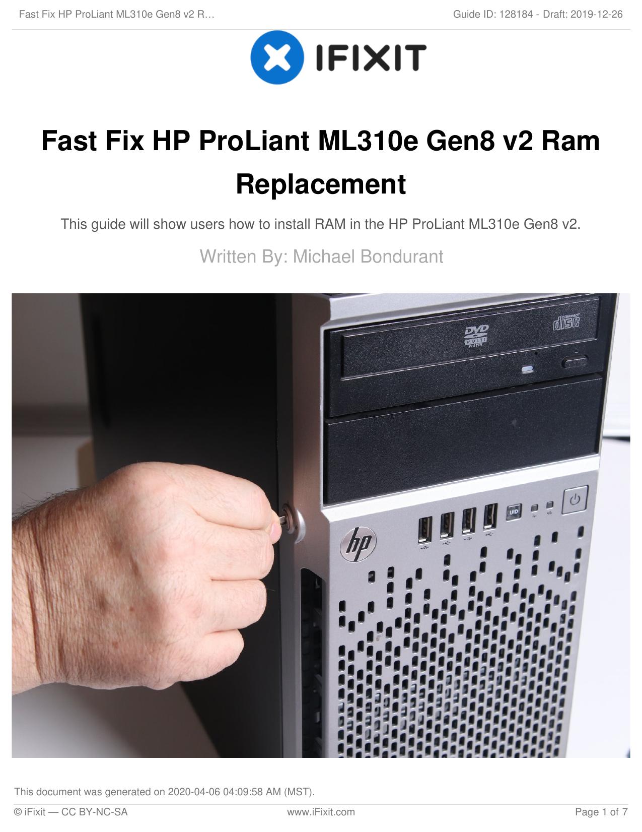 Fast Fix HP ProLiant ML310e Gen8 v2 Ram Replacement by Unknown