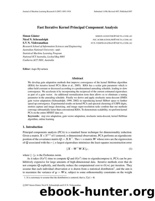 Fast Iterative Kernel Principal Component Analysis by Unknown