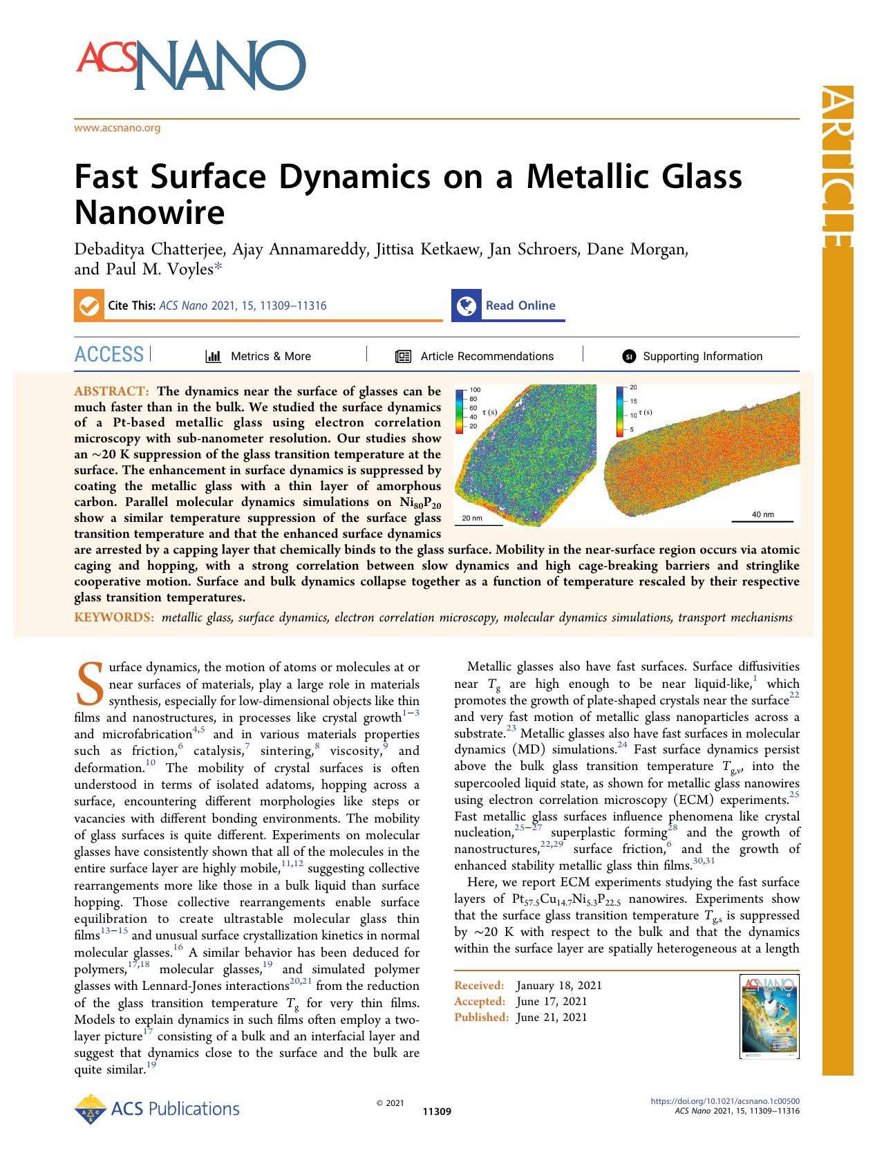 Fast Surface Dynamics on a Metallic Glass Nanowire by unknow