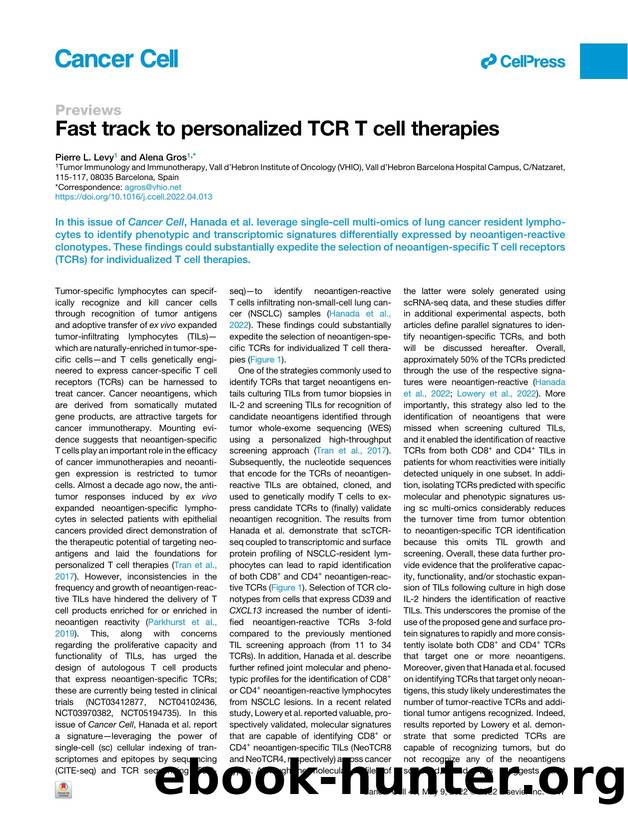 Fast track to personalized TCR T&nbsp;cell therapies by Pierre L. Levy & Alena Gros
