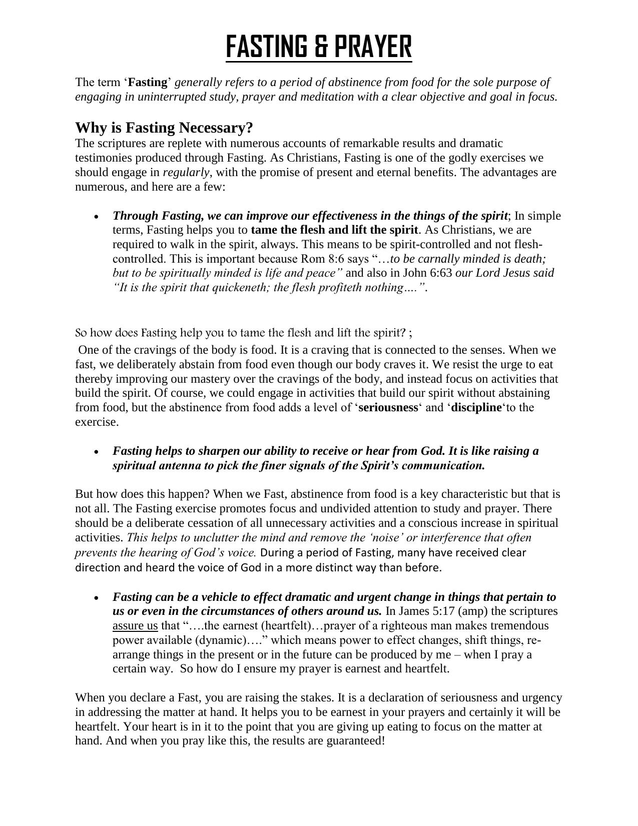 Fasting and prayers by Pastor Chris Oyakhilome