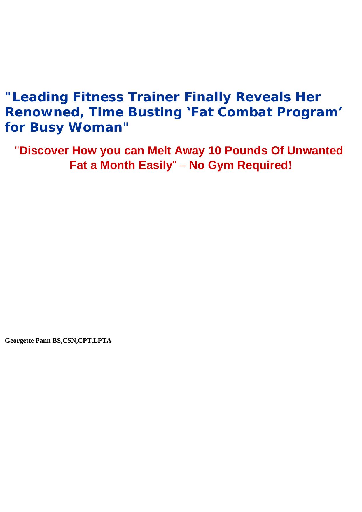 FatCombat Workout+Home Fitness Guide For Busy Woman. by Best of Kuszter's Collection