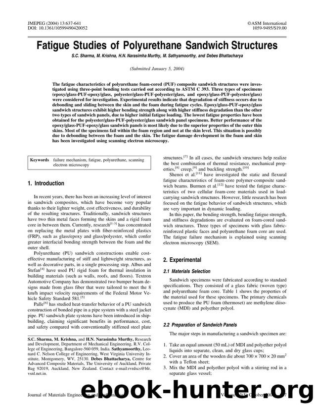 Fatigue studies of polyurethane sandwich structures by Unknown
