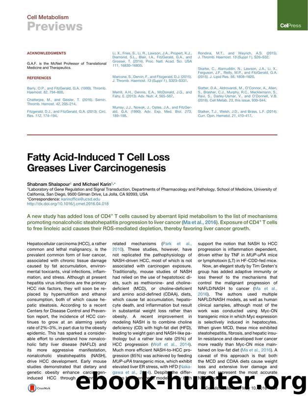 Fatty Acid-Induced T Cell Loss Greases Liver Carcinogenesis by Shabnam Shalapour & Michael Karin