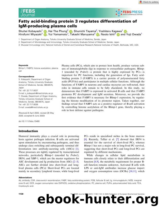 Fatty acidâbinding protein 3 regulates differentiation of IgMâproducing plasma cells by Unknown
