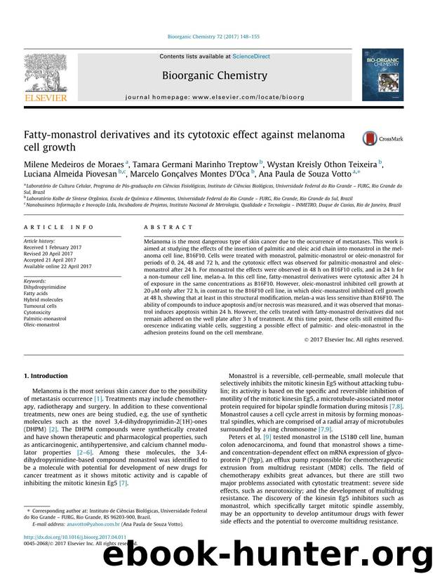 Fatty-monastrol derivatives and its cytotoxic effect against melanoma cell growth by unknow