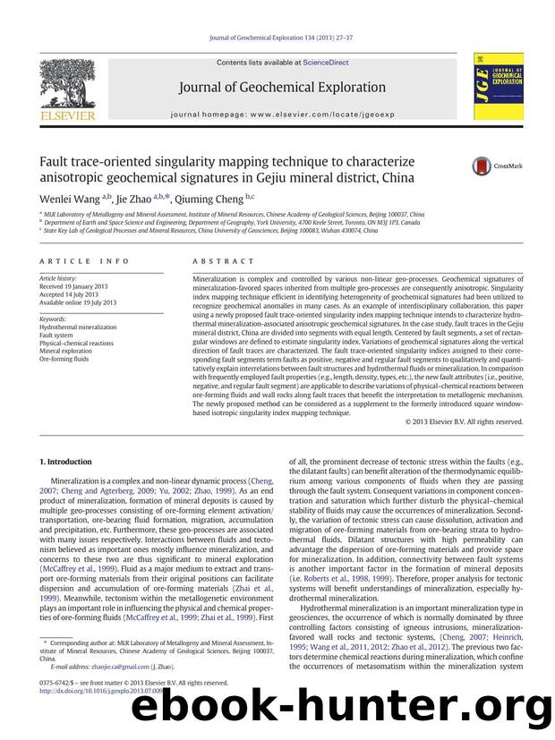 Fault trace-oriented singularity mapping technique to characterize anisotropic geochemical signatures in Gejiu mineral district, China by Wenlei Wang & Jie Zhao & Qiuming Cheng