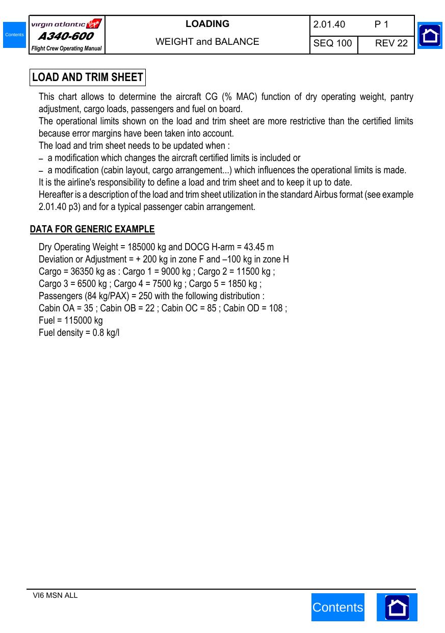 Fcom 2: 01.40 Weight and Balance by Arame