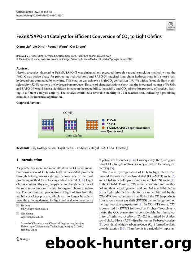 FeZnKSAPO-34 Catalyst for Efficient Conversion of CO2 to Light Olefins by Qiang Liu & Jie Ding & Ruonan Wang & Qin Zhong
