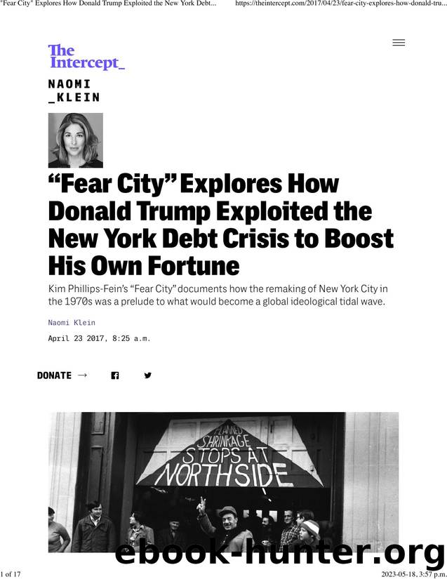 Fear City" Explores How Donald Trump Exploited the New York Debt Crisis to Boost His Own Fortune - The Intercept by How Donald Trump Exploited the New York Debt Crisis... (2017)