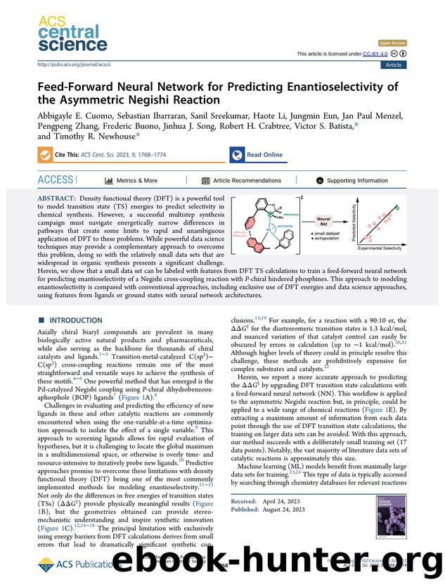 Feed-Forward Neural Network for Predicting Enantioselectivity of the Asymmetric Negishi Reaction by unknow