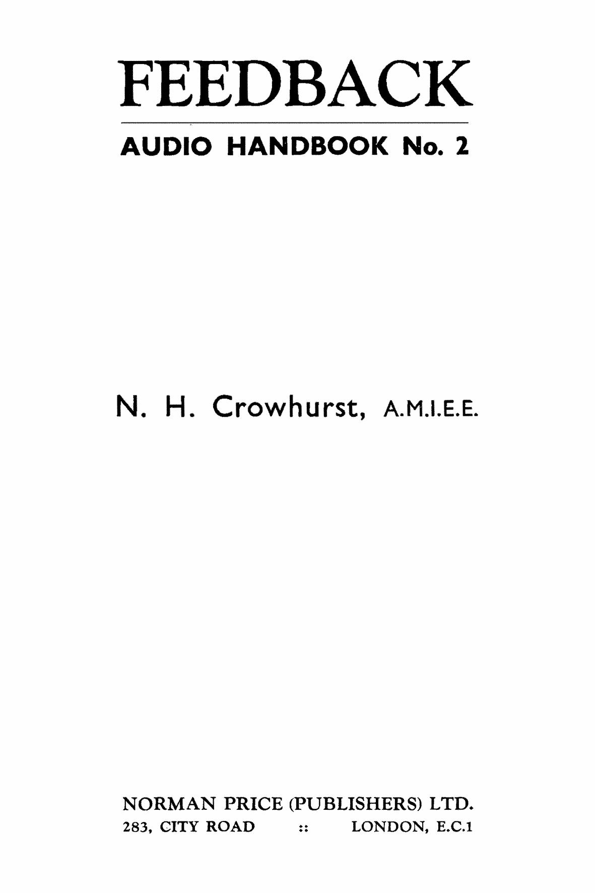 Feedback - Audio Handbook n.2 by Norman H. Crowhurst