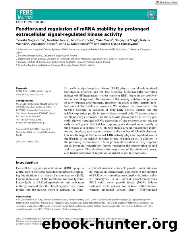 Feedforward regulation of mRNA stability by prolonged extracellular signalâregulated kinase activity by Unknown