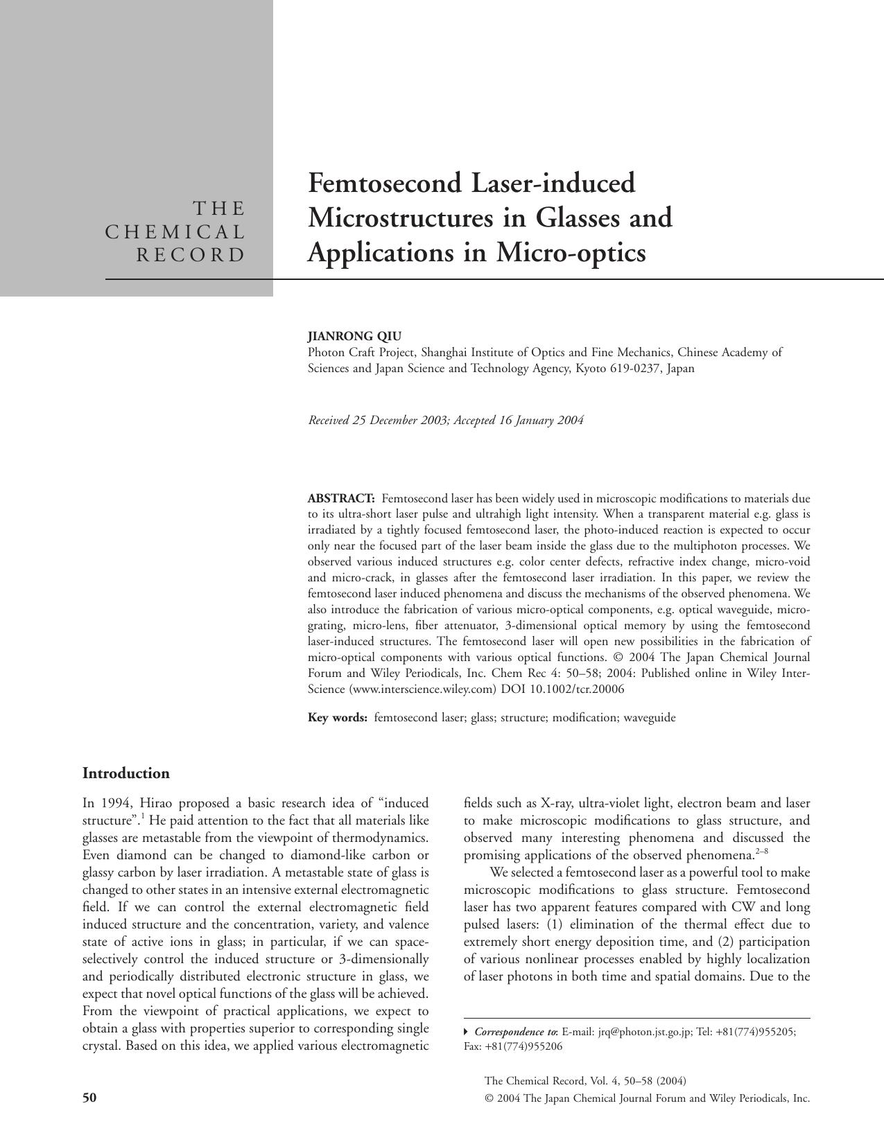 Femtosecond laser-induced microstructures in glasses and applications in micro-optics by Petty