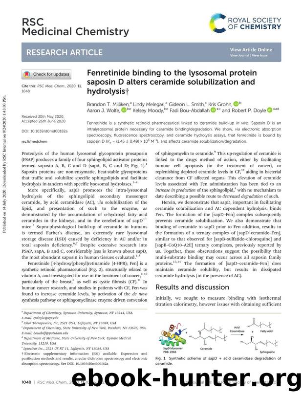 Fenretinide binding to the lysosomal protein saposin D alters ceramide solubilization and hydrolysis by unknow
