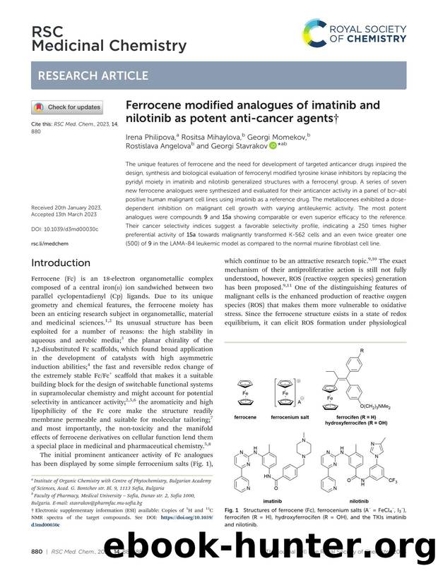 Ferrocene modified analogues of imatinib and nilotinib as potent anti-cancer agents by Irena Philipova & Rositsa Mihaylova & Georgi Momekov & Rostislava Angelova & Georgi Stavrakov
