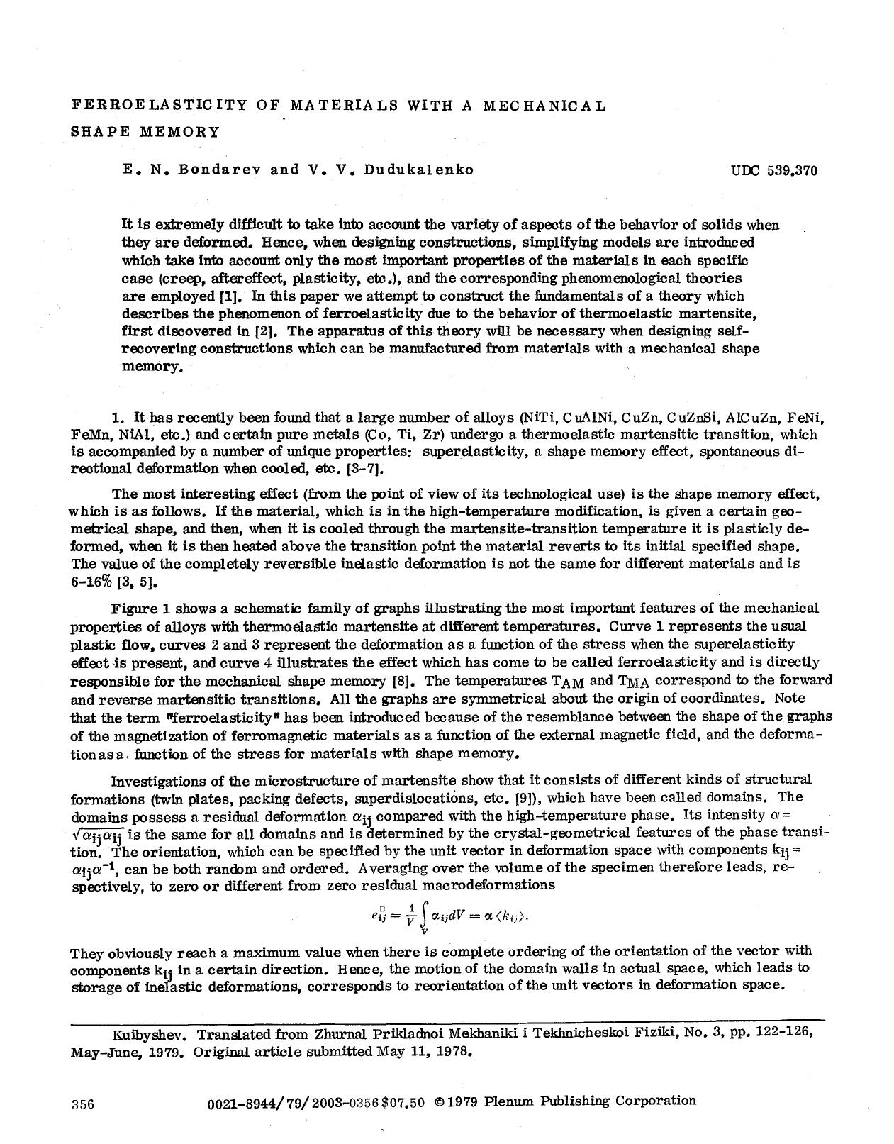 Ferroelasticity of materials with a mechanical shape memory by Unknown