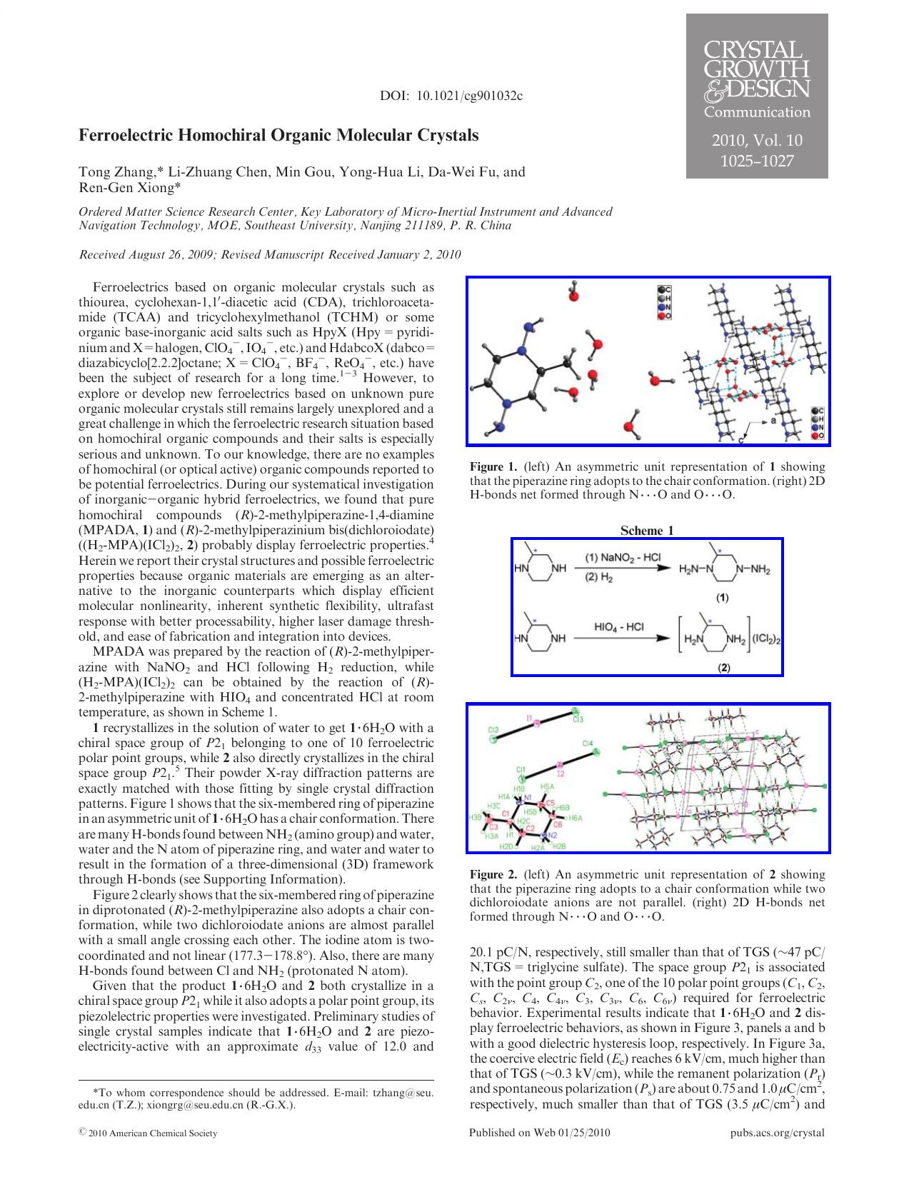 Ferroelectric Homochiral Organic Molecular Crystals by Unknown