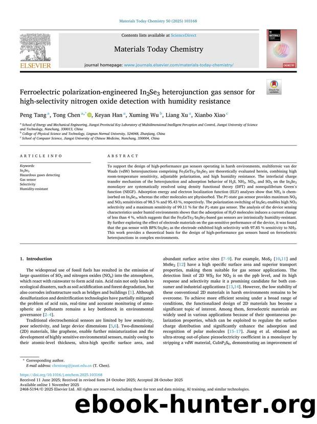 Ferroelectric polarization-engineered In2Se3 heterojunction gas sensor for high-selectivity nitrogen oxide detection with humidity resistance by Peng Tang & Tong Chen & Keyan Han & Xuming Wu & Liang Xu & Xianbo Xiao