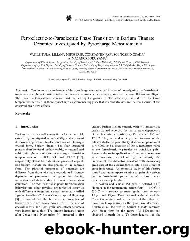 Ferroelectric-to-Paraelectric Phase Transition in Barium Titanate Ceramics Investigated by Pyrocharge Measurements by Unknown