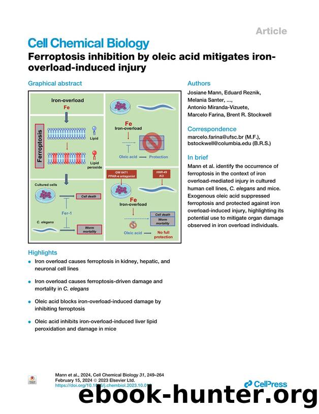 Ferroptosis inhibition by oleic acid mitigates iron-overload-induced injury by unknow