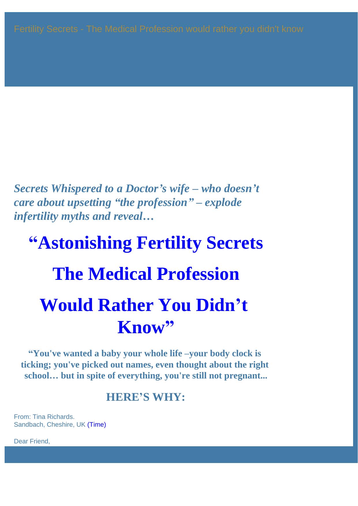 Fertility Secrets Revealed By Doctors Wife. by Best of Kuszter's Collection