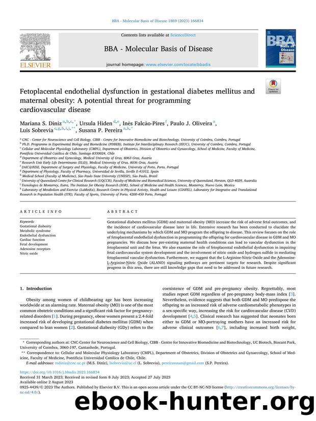 Fetoplacental endothelial dysfunction in gestational diabetes mellitus and maternal obesity: A potential threat for programming cardiovascular disease by unknow