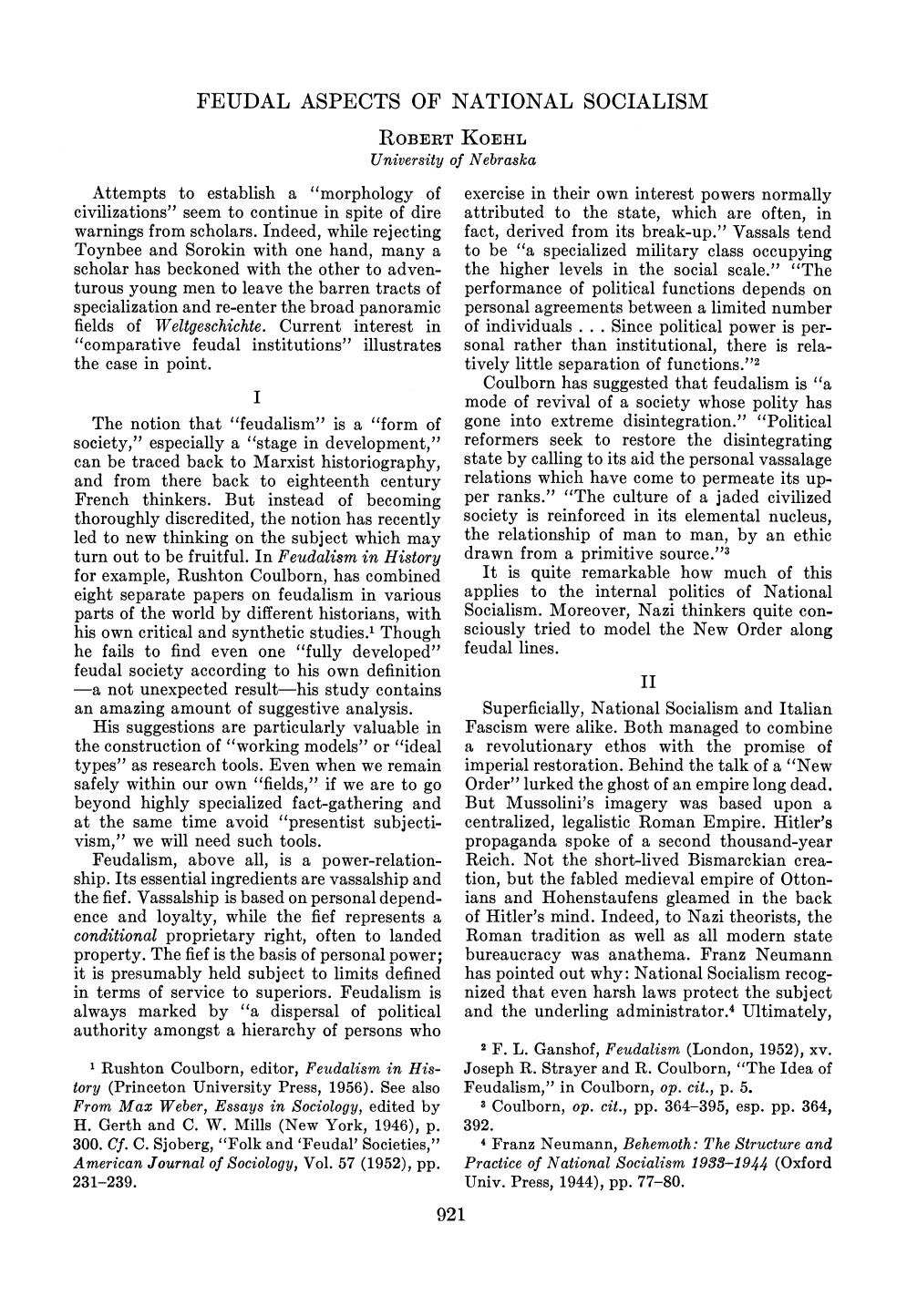 Feudal Aspects of National Socialism by Unknown