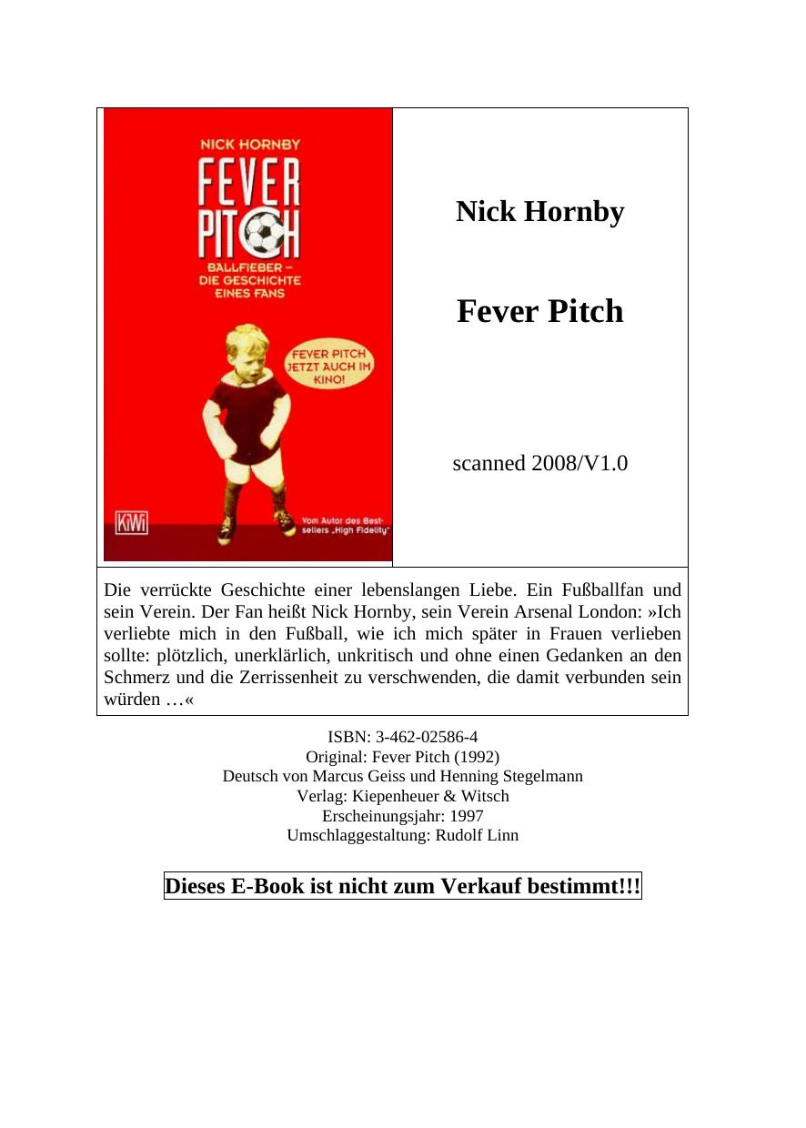 Fever Pitch by Nick Hornby