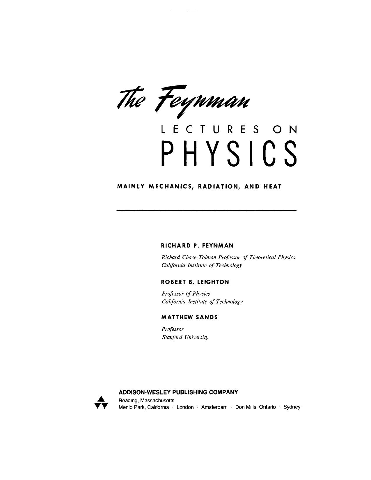 Feynman Lectures on Physics Volume 1 Chapter 01 by Richard Feynman