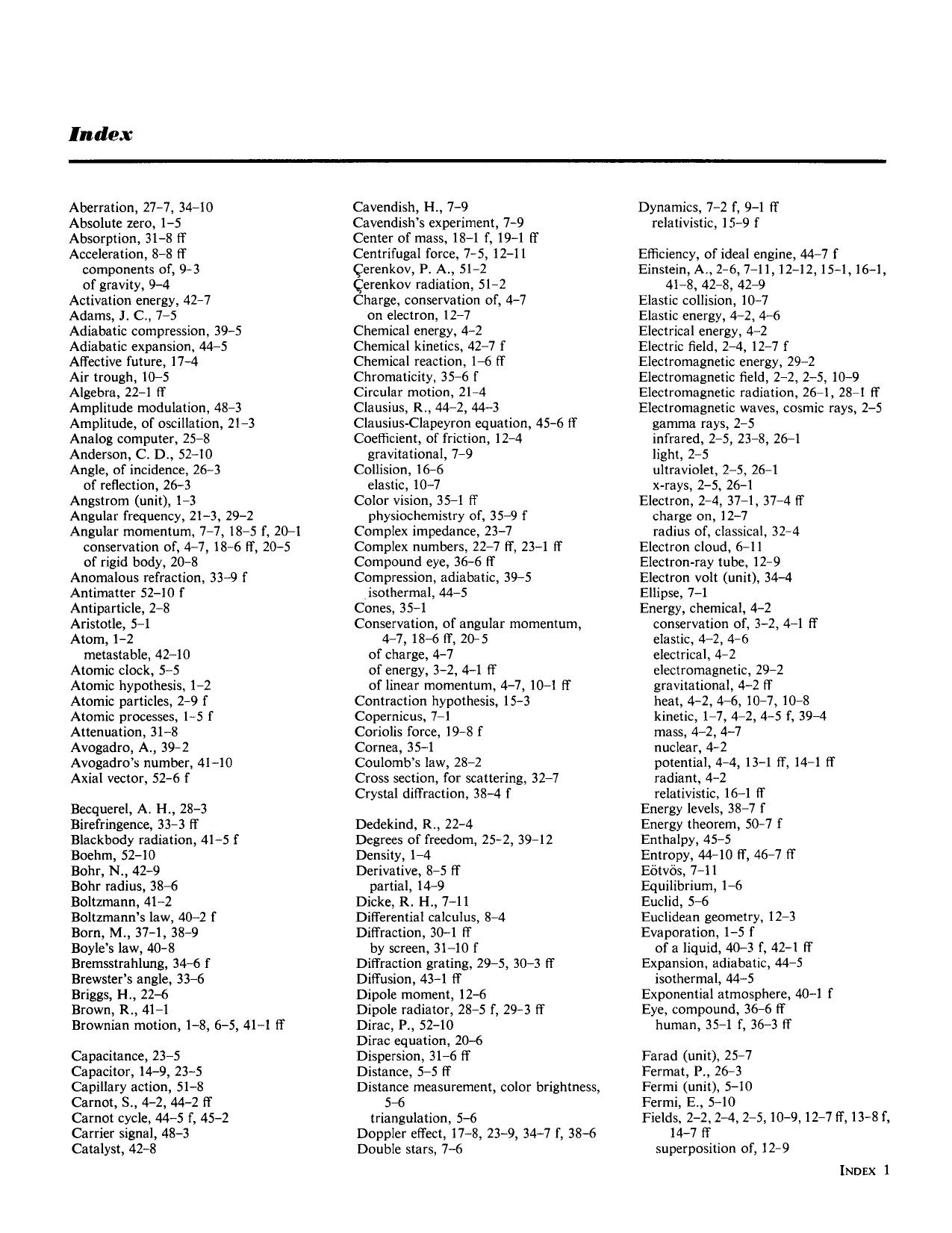 Feynman Lectures on Physics Volume 1 Chapter 53 Index by Richard Feynman